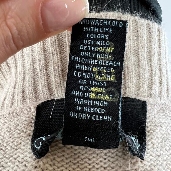 CYNTHIA ROWLEY Cream Beige Angora Wool Blend Full Zip Long Cardigan Sweater M - Picture 7 of 7